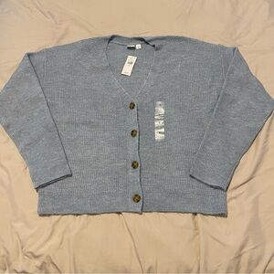 GAP Light Blue Button-Up Cropped Cardigan Women’s Size S